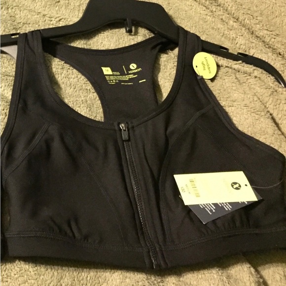 NEW XERSION Sports Bra Front Zip High Support Black Medium Women’s NWOT - Picture 6 of 16